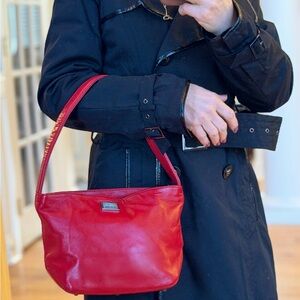 Perlina 1990’s Vintage Red Leather Shoulder Bag